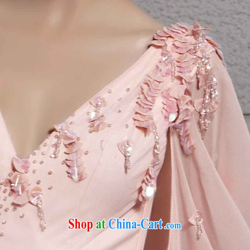 Creative Fox Evening Dress pink V collar long bridesmaid dress sweet Princess ceremony dress dress upscale embroidered bride's wedding banquet toast 30,026 dresses picture color XXL, creative Fox (coniefox), online shopping
