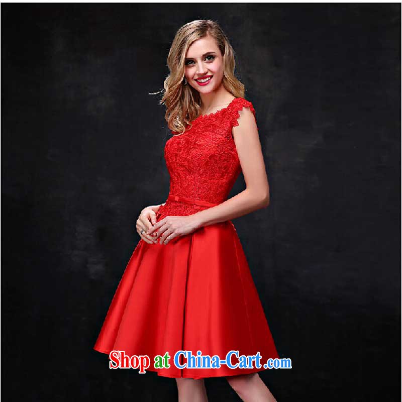 Toasting Service Bridal short summer 2015 double-shoulder lace beauty marriage wedding dresses red banquet dress red tailored contact customer service, love bamboo yarn, shopping on the Internet