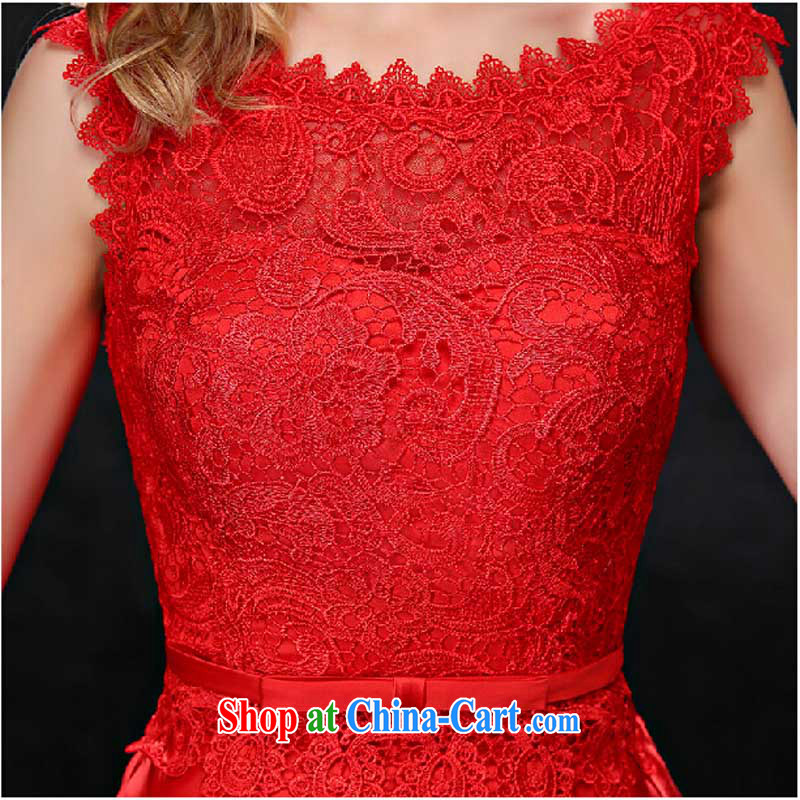 Toasting Service Bridal short summer 2015 double-shoulder lace beauty marriage wedding dresses red banquet dress red tailored contact customer service, love bamboo yarn, shopping on the Internet