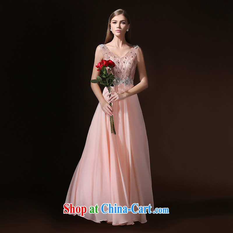 According to Lin Sha new dual-shoulder V for Korean long small-tail bridal toasting banquet Evening Dress stylish summer 2015 spring pink tailored advisory service