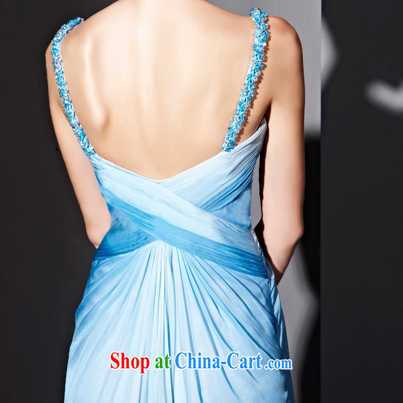 Creative Fox Evening Dress Blue double shoulder strap with graphics gaunt waist Evening Dress V for cultivating long dress the annual concert dress clothes 81,069 pictures color XXL, creative Fox (coniefox), online shopping