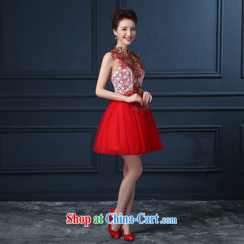 Bridal toast service summer 2015 new Korean double-shoulder the code graphics thin red banquet dress concert hosted service red made no refunds or exchanges, embroidered bridal, shopping on the Internet