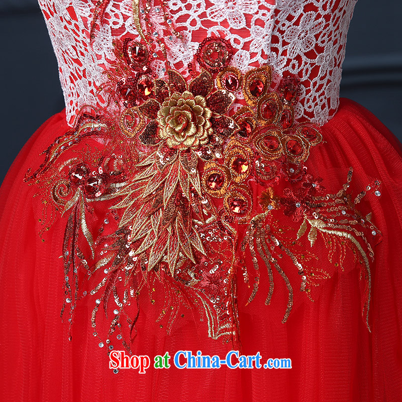 Bridal toast service summer 2015 new Korean double-shoulder the code graphics thin red banquet dress concert hosted service red made no refunds or exchanges, embroidered bridal, shopping on the Internet