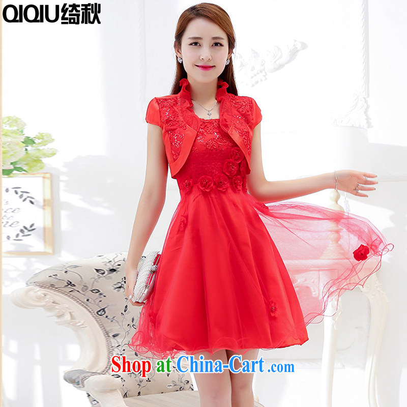 Cheer autumn wedding dress bridesmaid clothing dresses children with lace 2015 New back exposed red wedding toast clothing red 2 XL recommendations 123 - 130 catties through