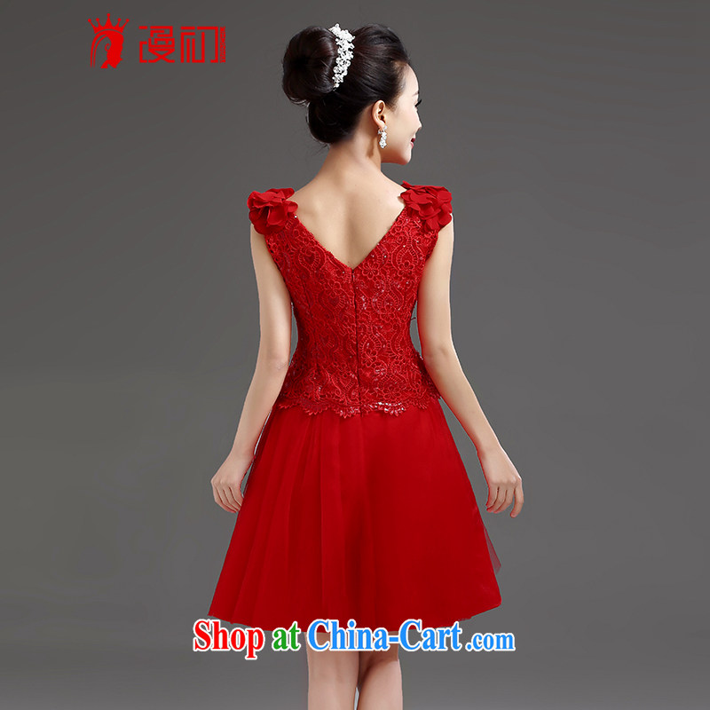 Early definition 2015 new bridesmaid short, small dress dress bridal evening dress double-shoulder short lace Princess skirt red XXL, diffuse, and shopping on the Internet
