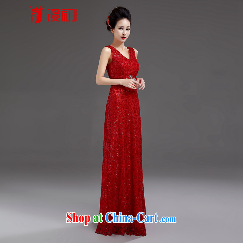 Early animated evening dress 2015 new, luxurious, elegant and sexy Deep V for long fall dress moderator performances. Red. The $20 does not support return to early definition, shopping on the Internet
