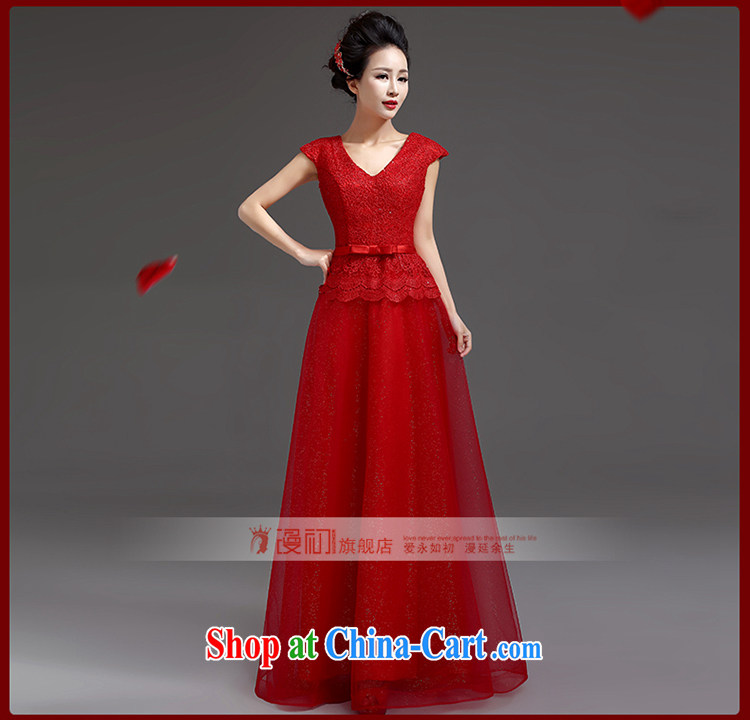 Early animated evening dress 2015 new dual-shoulder dress long sleek sexy dress bride wedding toast clothing Red. The $20 does not support return pictures, price, brand platters! Elections are good character, the national distribution, so why buy now enjoy more preferential! Health