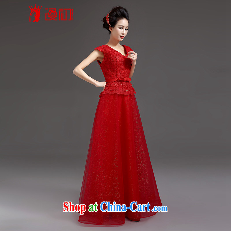 Early animated evening dress 2015 new dual-shoulder dress long sleek sexy dress bride wedding toast clothing Red. The $20 does not support return to early definition, shopping on the Internet