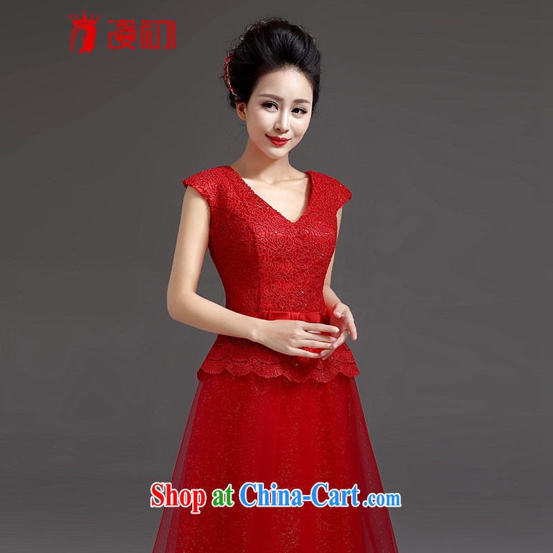 Early animated evening dress 2015 new dual-shoulder dress long sleek sexy dress bride wedding toast clothing Red. The $20 does not support return to early definition, shopping on the Internet