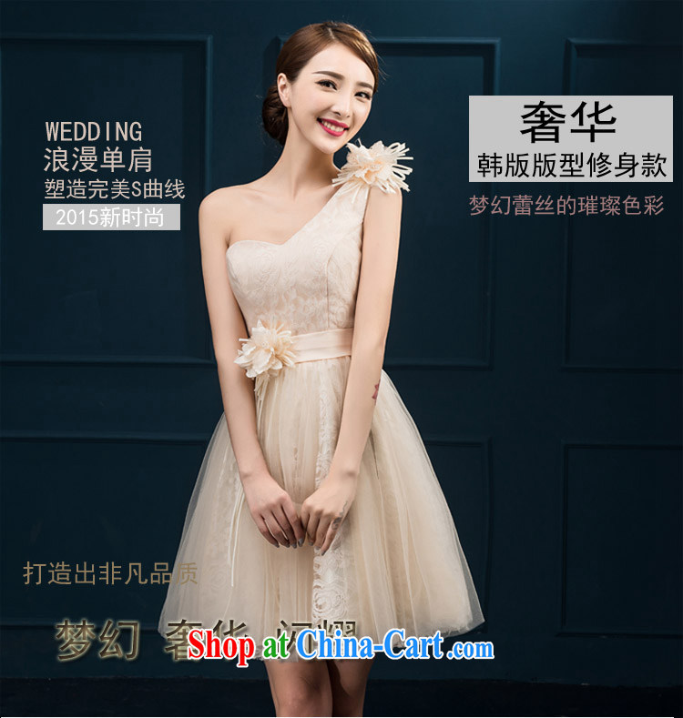 Short Evening Dress 2015 new marriages champagne color bridesmaid dress single shoulder small dress girls white XXL pictures, price, brand platters! Elections are good character, the national distribution, so why buy now enjoy more preferential! Health