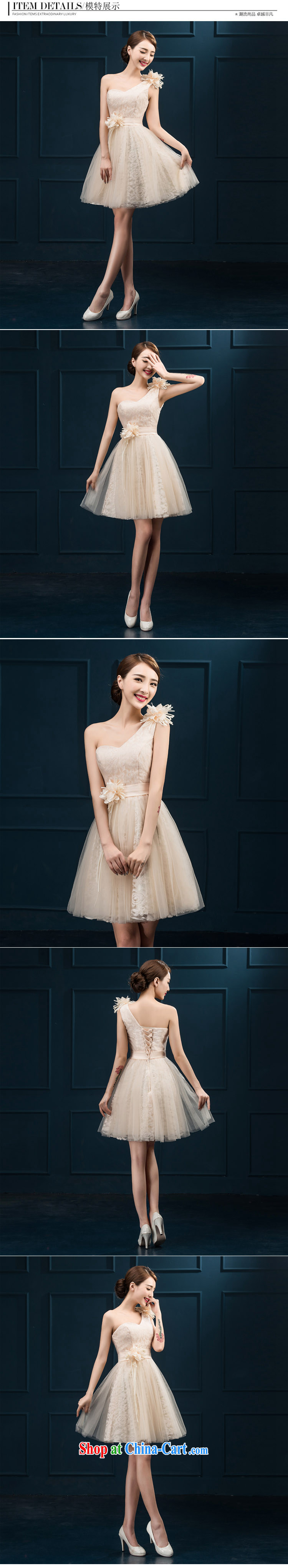 Short Evening Dress 2015 new marriages champagne color bridesmaid dress single shoulder small dress girls white S pictures, price, brand platters! Elections are good character, the national distribution, so why buy now enjoy more preferential! Health