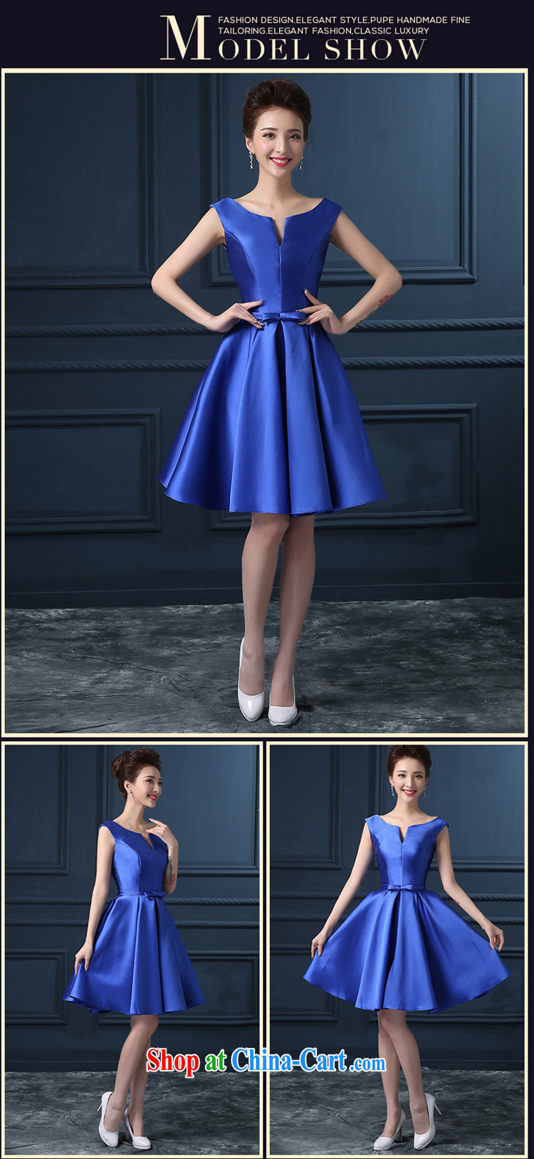 Summer 2015 new Korean double-shoulder short the code graphics thin bridal banquet dress bows beauty service blue S Suzhou shipping pictures, price, brand platters! Elections are good character, the national distribution, so why buy now enjoy more preferential! Health