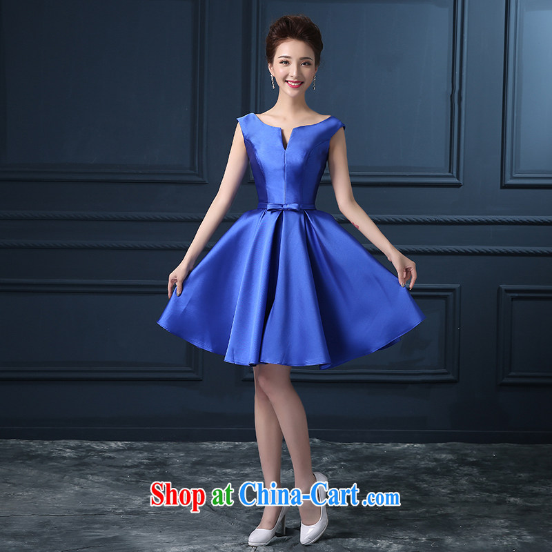 Summer 2015 new Korean double-shoulder short, the code graphics thin bridal banquet dress bows beauty service blue S Suzhou shipment, it is embroidered bride, shopping on the Internet