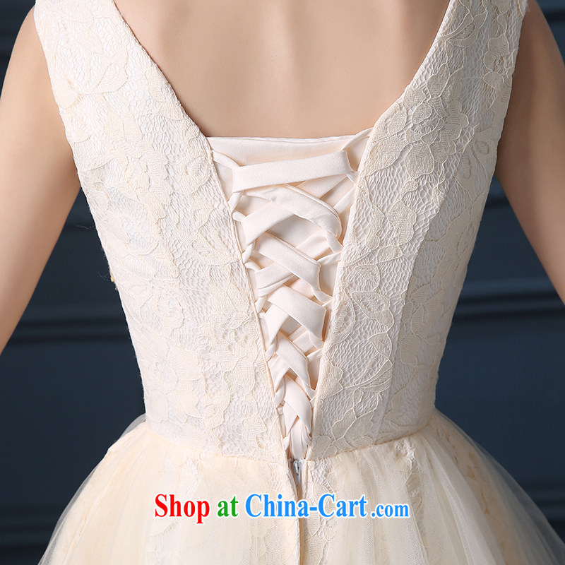 Summer 2015 Korean double-shoulder larger graphics thin bride toast wedding service banquet dress champagne color S Suzhou Shipment. It is absolutely not a bride, shopping on the Internet