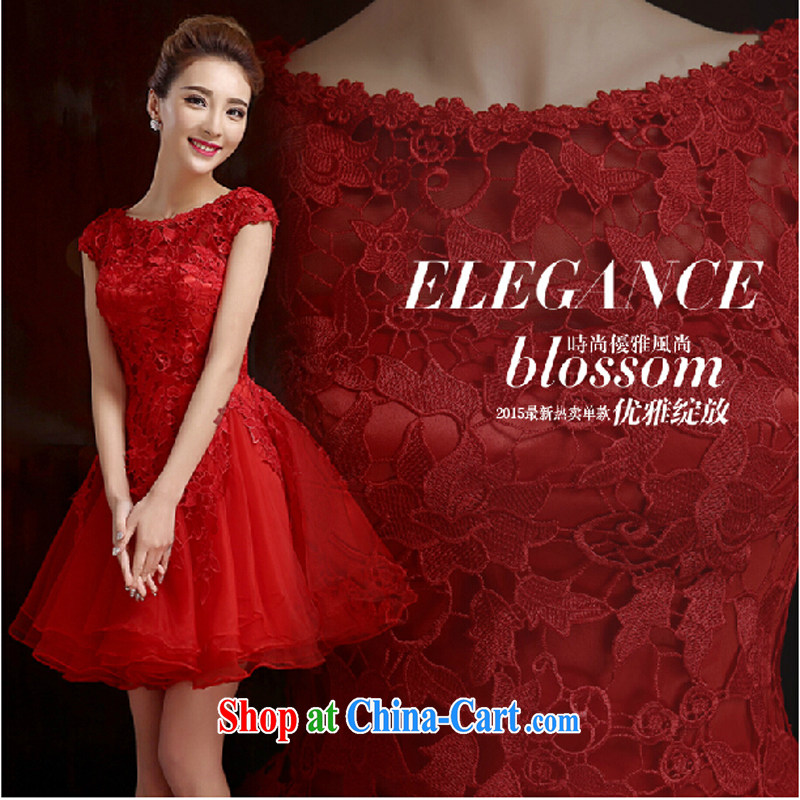 Toasting service 2015 spring bridal wedding dress short red trendy code banquet dress girls summer red tailored contact Customer Service