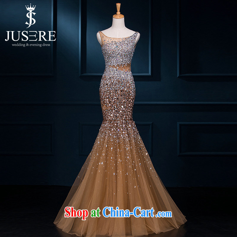 It is not the JUSERE high-end wedding dresses banquet dress Spring Summer moderator dress girl wedding package shoulder crowsfoot bride toast wedding service long cultivating gold 8