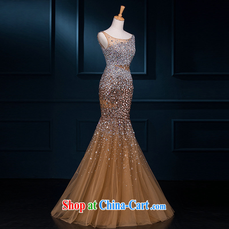 It is not the JUSERE high-end wedding dresses banquet dress spring and summer moderator dress girl wedding package shoulder crowsfoot bride toast wedding service long, cultivating gold 8, is by no means set, and shopping on the Internet