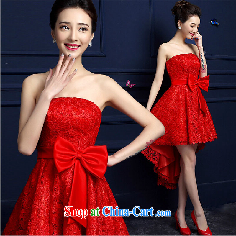 Toasting service 2015 new stylish bridal wedding dresses spring and summer red long ago, after a long evening dress female Red XXXL