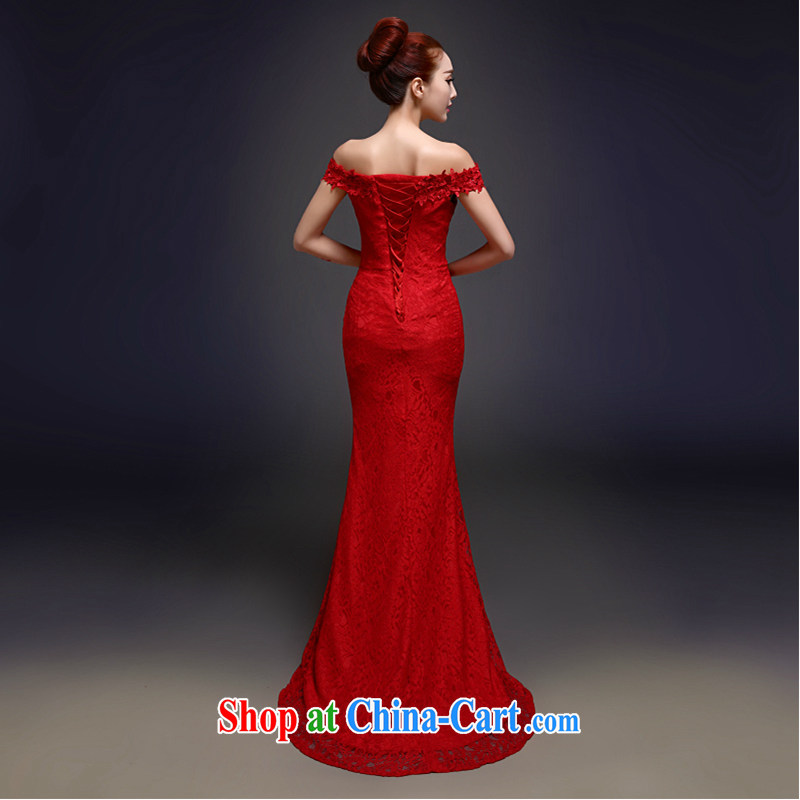 White home about wedding dresses summer 2015 new word aligned shoulder to drag and drop the toast serving the red wedding dress women dress and tail, XL, white first to about, shopping on the Internet