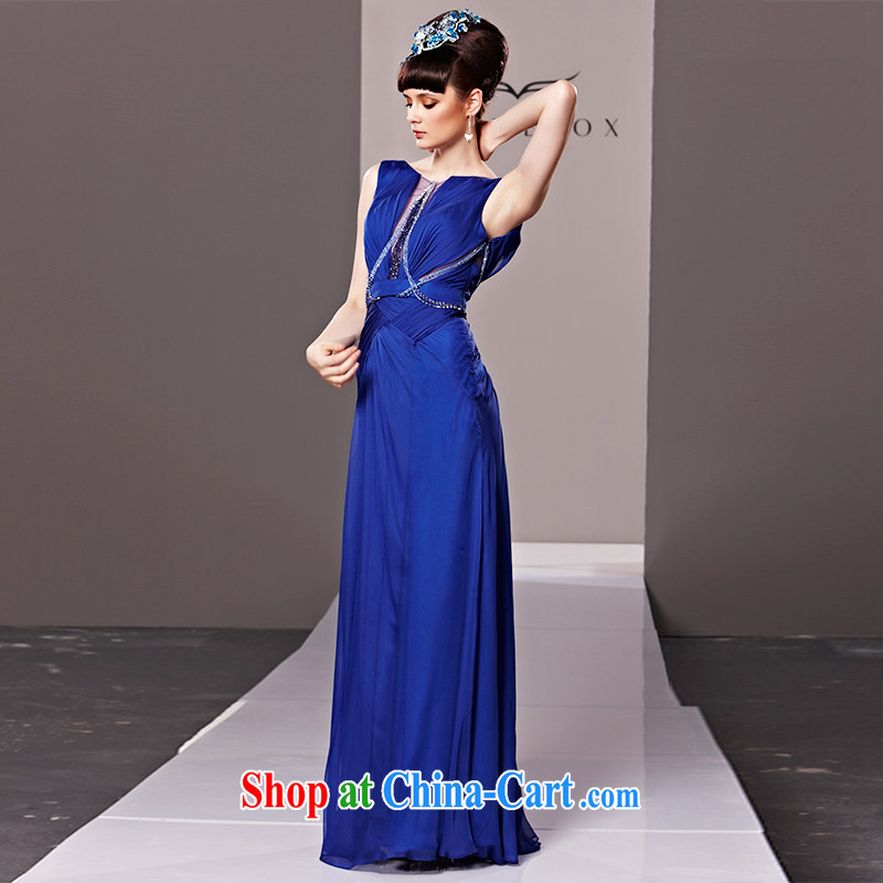 Creative Fox Evening Dress blue bows. Stylish and elegant long bridesmaid dress in Europe and America as well as banquet evening dress the annual 81,328 dresses picture color L, creative Fox (coniefox), online shopping