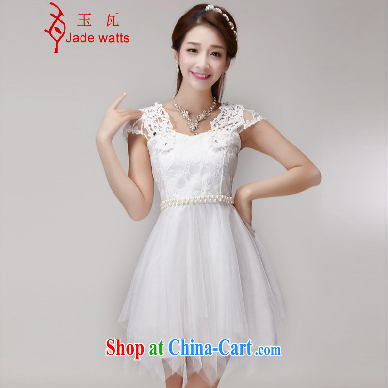 Yu-W 2015 summer buds silk yarn name Yuan Princess elasticated waist sweet temperament Princess dress 4042 white L