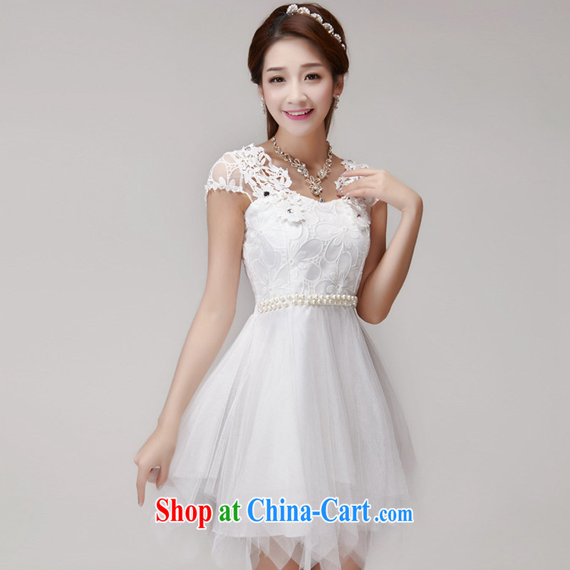 Yu-W 2015 summer buds silk yarn name Yuan Princess elasticated waist sweet temperament Princess dress 4042 white L, Yu w, shopping on the Internet