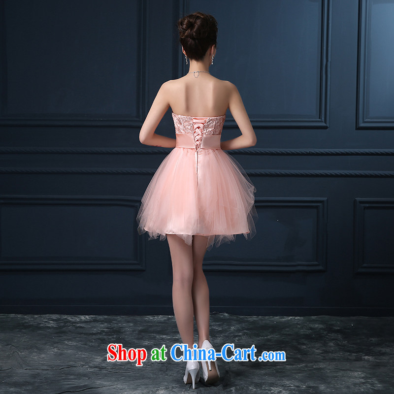 Summer 2015 new Korean double-shoulder bridesmaid short bridal wedding banquet dress pink made final, embroidery is not bride, shopping on the Internet