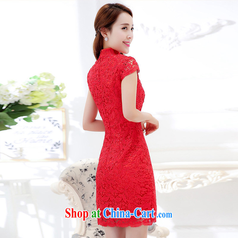 Kam Ming Yin Yue 7 summer 2015 new marriages wedding dresses serving toast video thin cheongsam dress red L, Kam-ming 7 Yin Yue, shopping on the Internet