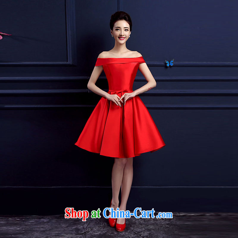 banquet dress long 2015 spring bridal toast Service Annual Meeting of the persons chairing wedding dress a field shoulder female Red long L, pure bamboo love yarn, shopping on the Internet