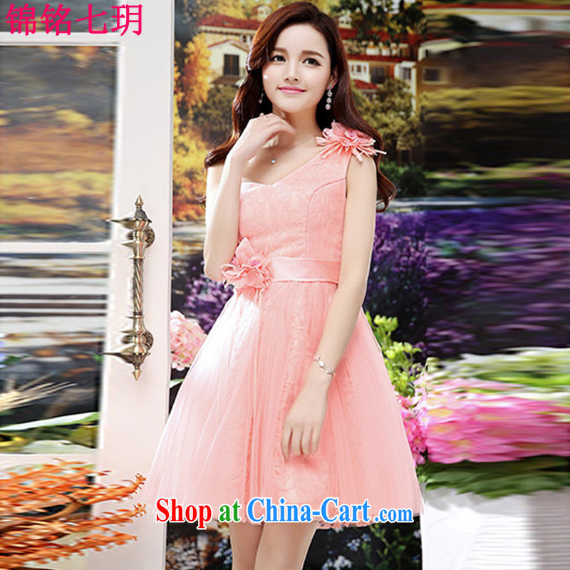 Kam Ming Yin Yue 7 summer 2015 new only the US wedding dresses serving toast dress banquet service, short pink XL