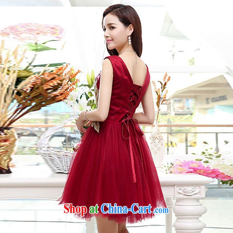 Kam Ming Yin Yue 7 summer 2015 new marriages embroidery luxury wedding dresses serving toast dress, short, red wine L, Kam-ming 7 Yin Yue, shopping on the Internet
