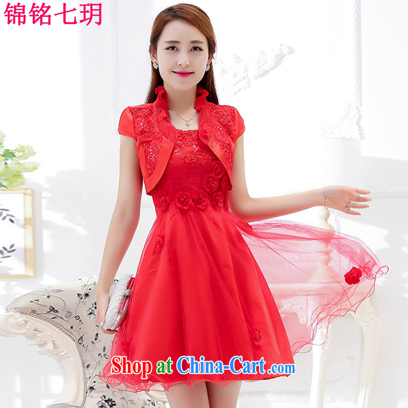 Kam Ming Yin Yue 7 summer 2015 new marriages wedding dresses serving toast bridesmaid dress uniform dress, red L