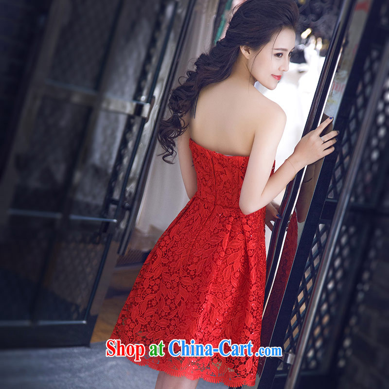 Love Life Korean version 2015 summer new retro water-soluble lace bare chest short shaggy dresses red bridal toast clothing red S, love life, and shopping on the Internet