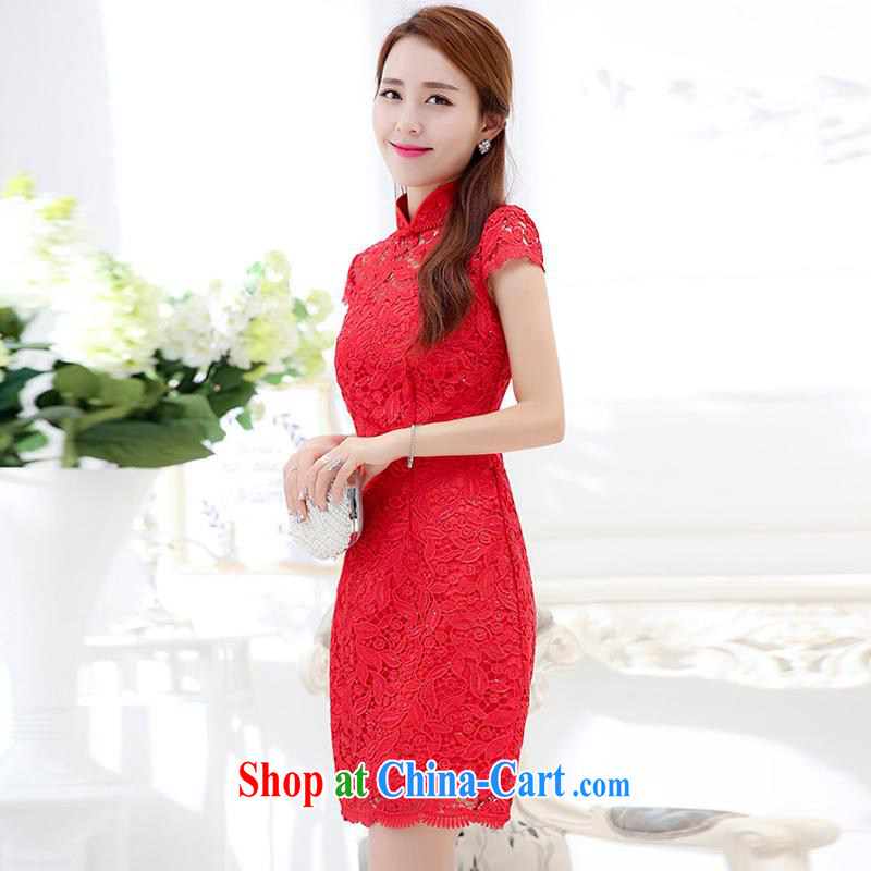 Kam Ming Yin Yue 7 summer 2015 new marriages wedding dresses serving toast video thin cheongsam dress red XL, Kam-ming 7 Yin Yue, shopping on the Internet