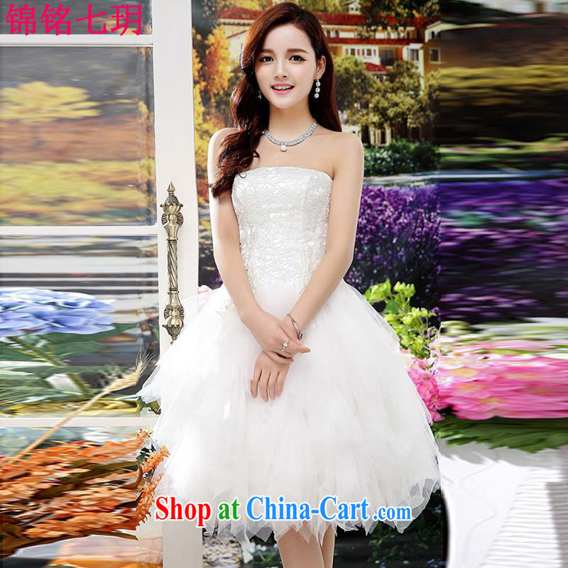 Kam Ming Yin Yue 7 summer 2015 new marriages wedding dresses serving toast bridesmaid dress uniform dress, short white XL