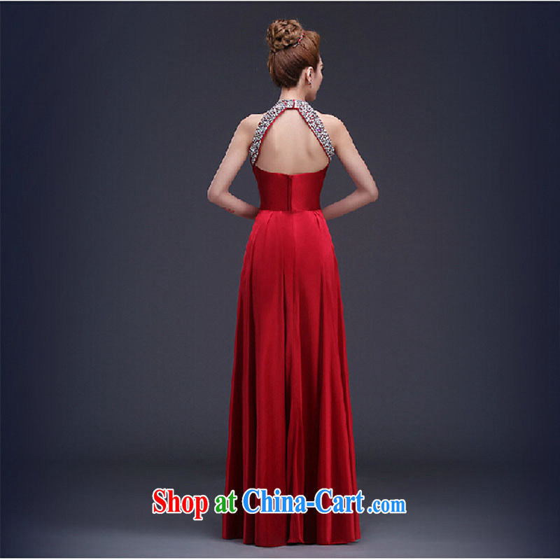 Pure bamboo love yarn upscale dress new dress bridal gown bridesmaid dress embroidered Pearl bare back high gown stage with deep red M, pure bamboo love yarn, shopping on the Internet