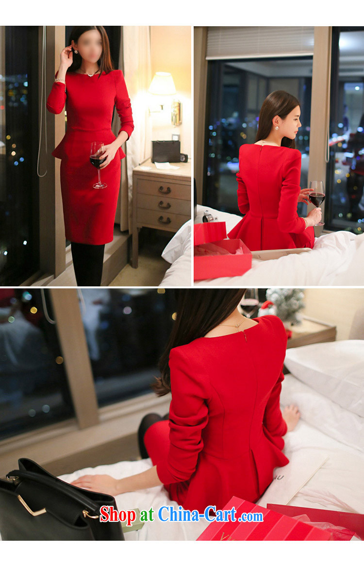 new long-sleeved elegant beauty skirt solid thick dress Korean marriage red dresses female Red M pictures, price, brand platters! Elections are good character, the national distribution, so why buy now enjoy more preferential! Health