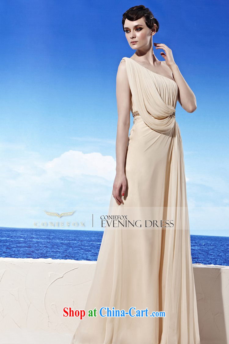 Creative Fox Evening Dress elegant single shoulder apricot evening dress toast clothing dress long dress dinner reception hosted performances dress serving 56,951 picture color L pictures, price, brand platters! Elections are good character, the national distribution, so why buy now enjoy more preferential! Health