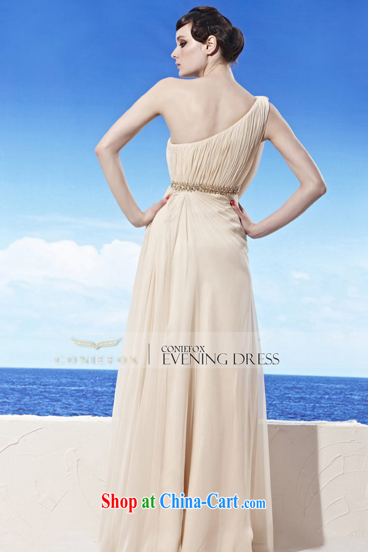 Creative Fox Evening Dress elegant single shoulder apricot evening dress toast clothing dress long dress dinner reception hosted performances dress serving 56,951 picture color L pictures, price, brand platters! Elections are good character, the national distribution, so why buy now enjoy more preferential! Health