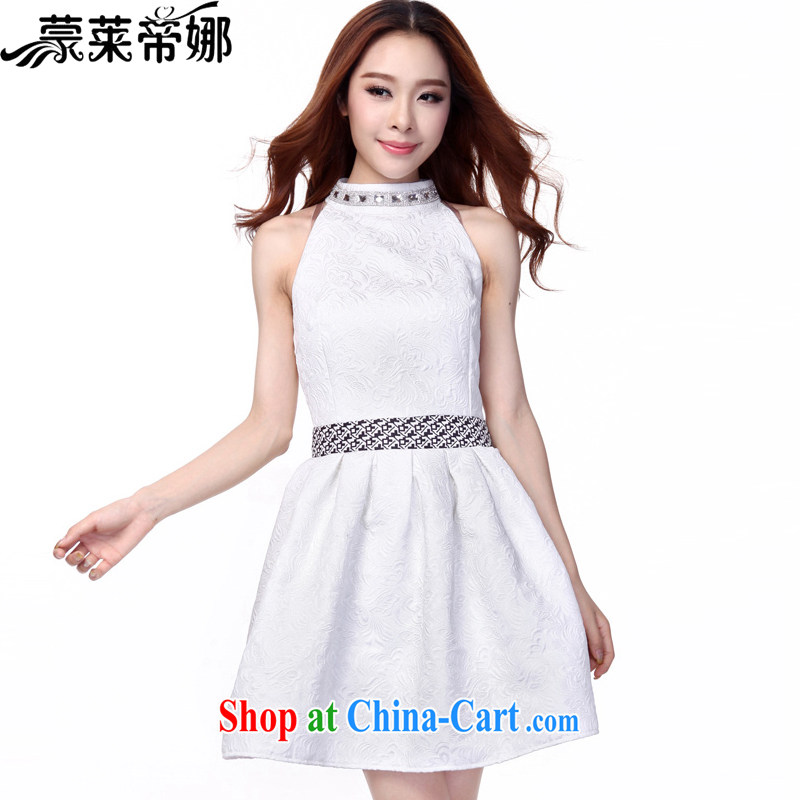 Tony Blair, in Dili, summer 2015 new dresses of Yuan Hong Kong small wind turbines in Europe and America dresses jacquard sleeveless dresses 653 white XL, Tony Blair, in Dili, and shopping on the Internet