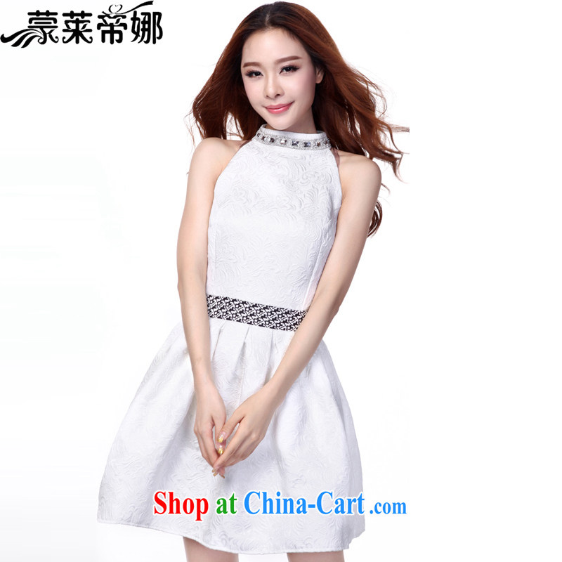 Tony Blair, in Dili, summer 2015 new dresses of Yuan Hong Kong small wind turbines in Europe and America dresses jacquard sleeveless dresses 653 white XL, Tony Blair, in Dili, and shopping on the Internet