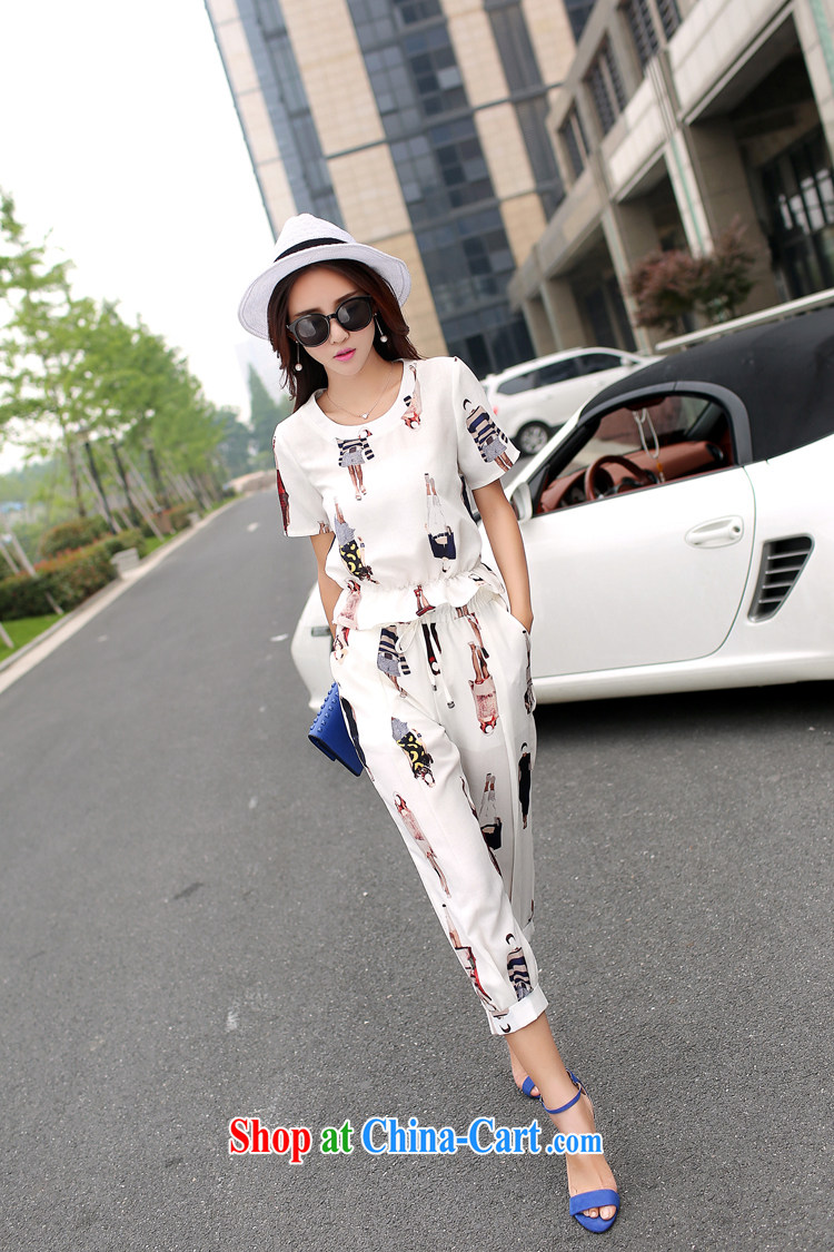 2015 summer new cotton Ma T shirt short-sleeved two-piece women retro, trouser press 7 pants, Korea 5522 black XXL pictures, price, brand platters! Elections are good character, the national distribution, so why buy now enjoy more preferential! Health