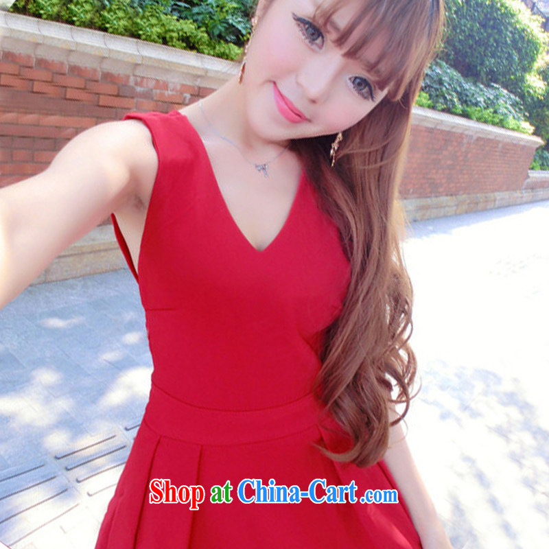 Oh, Lilian summer 2015 new stylish aura sense of female straps sexy back exposed deep V collar bow tie dress dresses 6055 red, oh, Lilian, shopping on the Internet