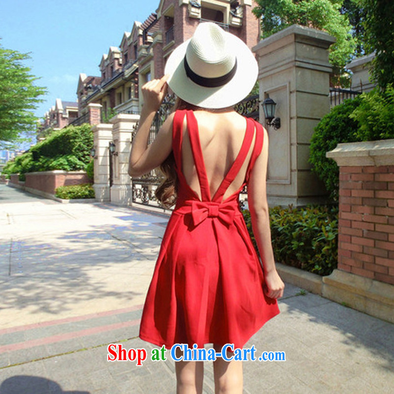 Oh, Lilian summer 2015 new stylish aura sense of female straps sexy back exposed deep V collar bow tie dress dresses 6055 red, oh, Lilian, shopping on the Internet