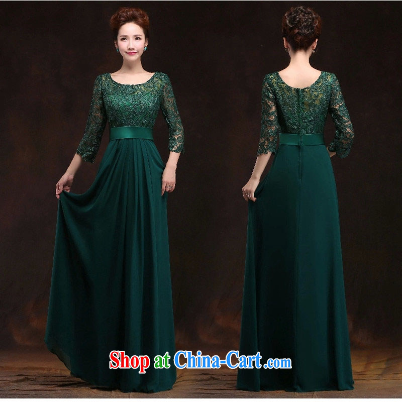 Toast serving long-sleeved bridal Evening Dress long sleek shoulders beauty banquet evening dress bridesmaid service will show the new green S, pure bamboo love yarn, shopping on the Internet
