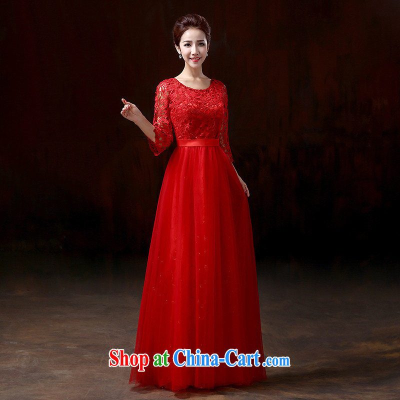 Evening Dress long, 2015 bridal dresses serving toast shoulders graphics thin bridesmaid dress a Field shoulder lace dress is red XXXL, pure bamboo love yarn, shopping on the Internet