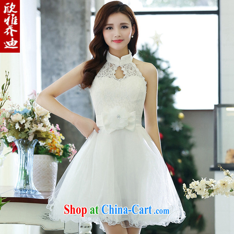 Yan Nga Jody bridesmaid dress new spring 2015 new sleeveless short skirt lace Evening Dress bridal wedding clothes white XL
