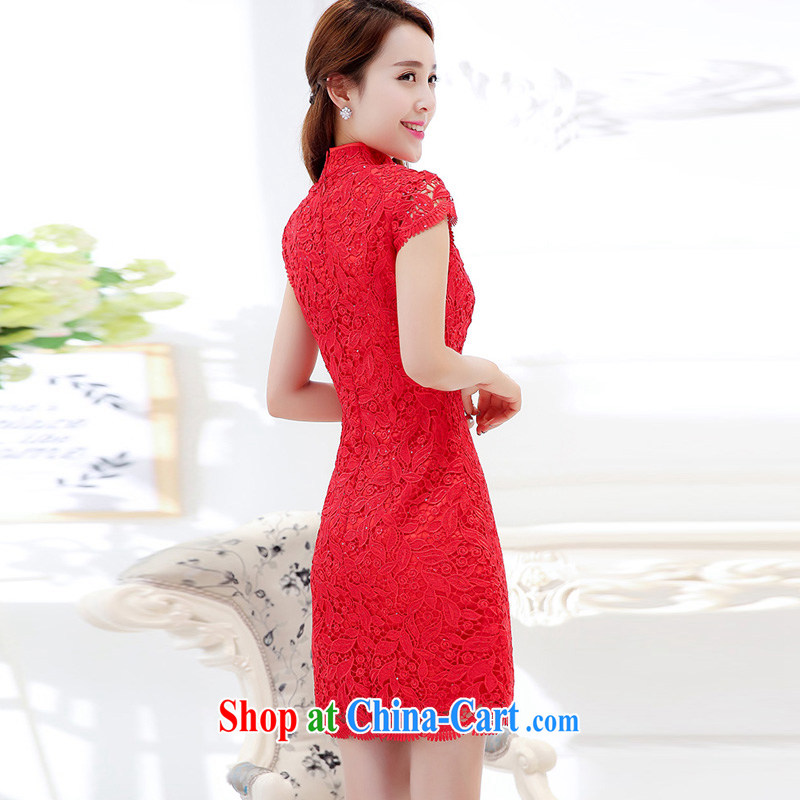 2015 summer new Korean fashion bridal toast clothing cheongsam dress female Red 1575 L, beautiful Mrs (liangshu), shopping on the Internet
