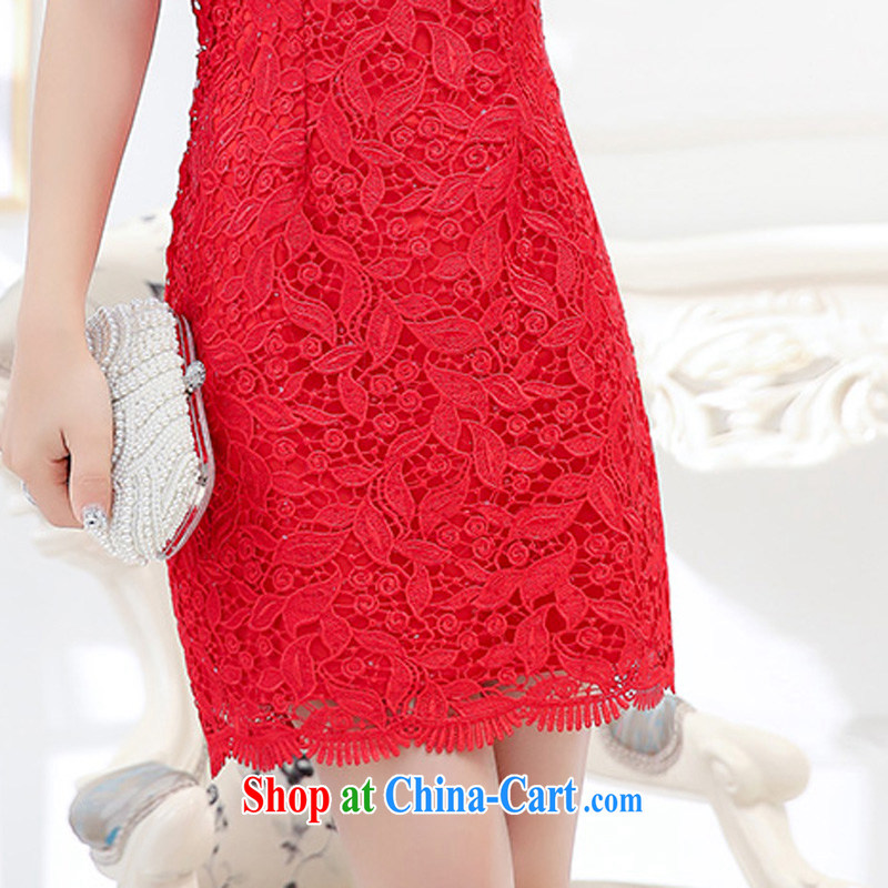 2015 summer new Korean fashion bridal toast clothing cheongsam dress female Red 1575 L, beautiful Mrs (liangshu), shopping on the Internet