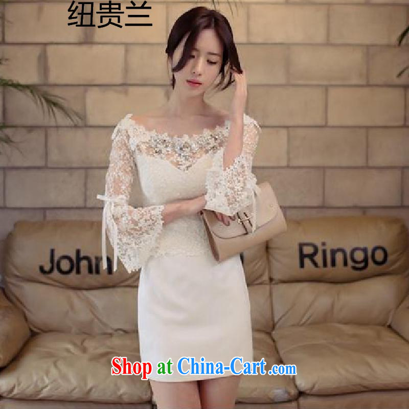 Khin Nyunt, the 8207 Korean name-yuan, and Ye-field for embroidery dresses the Field shoulder your shoulders dress dress girls white L